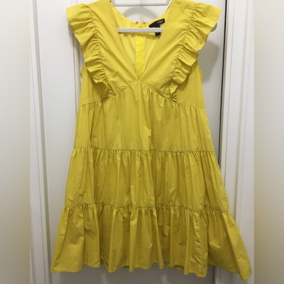 Aqua flutter sleeve tiered mini dress - Picture 1 of 3